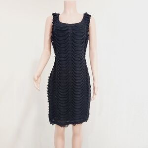 Nwt Little Black Dress with Sequins, Ruffles & Ruching Bodycon Size: 16